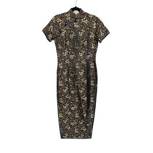 Chinese Dress Womens 38 S Silk Blend Long Qipao Cheongsam Traditional Party Gown